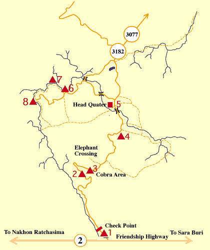 カオヤイ国立公園の地図